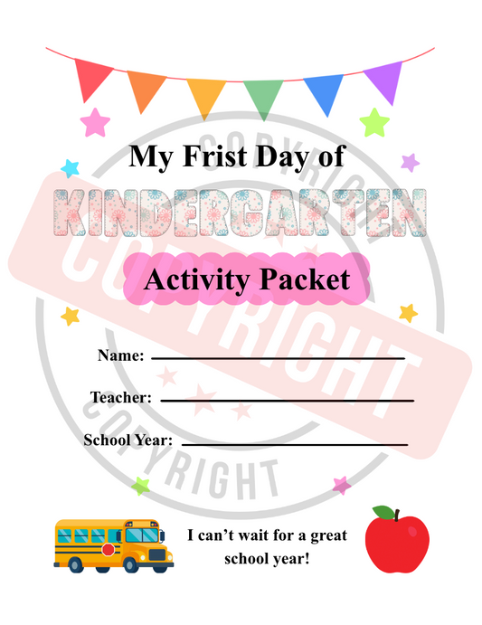Kindergarten First Day of School Activity Packet [Printable PDF] [10 Interactive Pages]