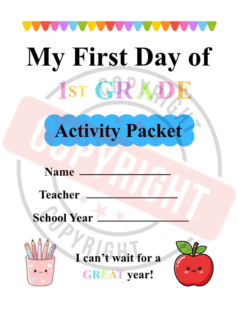 1st Grade First Day of School Activity Packet [Printable PDF] [11 Interactive Pages]