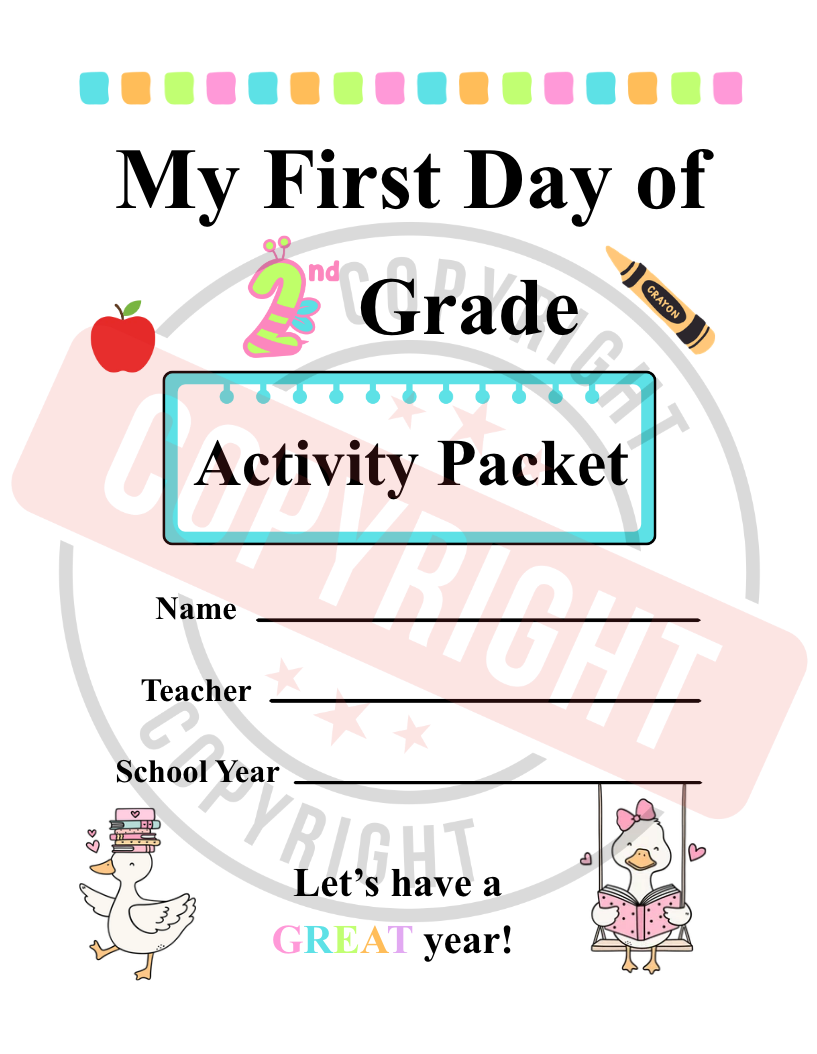 2nd Grade First Day of School Activity Packet [Printable PDF] [13 Interactive Pages]