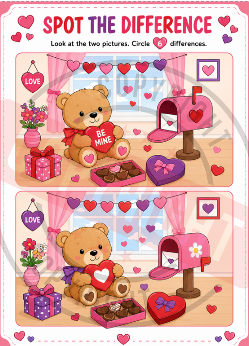 Valentine's Day Activity Packet for Elementary-Aged Children [Printable PDF] [12 Interactive Pages] (Copy)